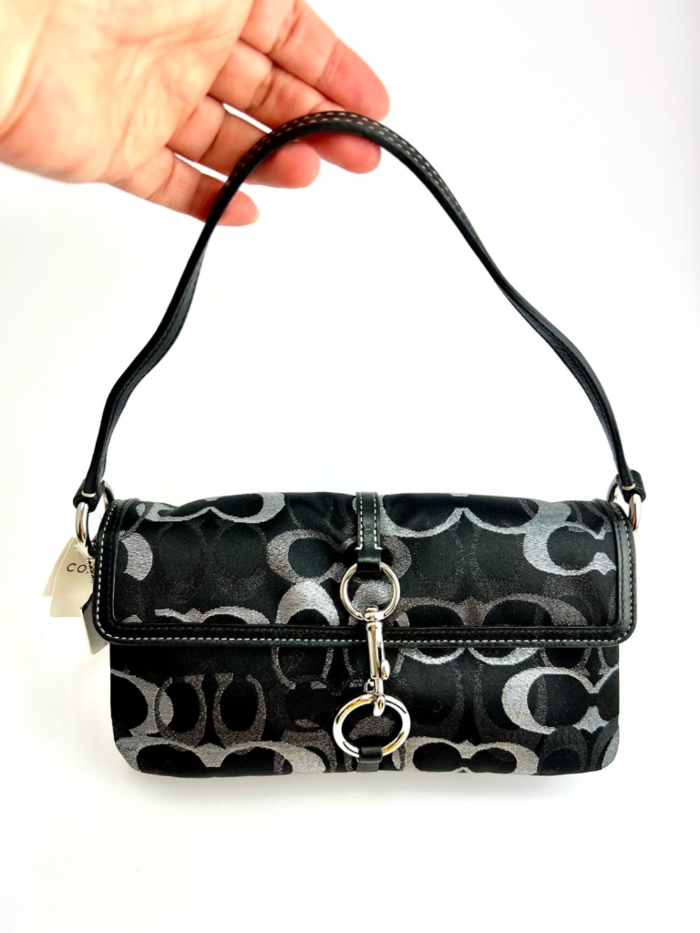 COACH Limited Edition Hampton Black/Silver Grey Shoulder Bag -Style 10455 - Picture 6 of 10